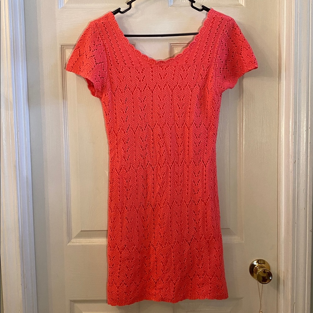 Rebellion Vibrant Coral Knit Dress - Picture 9 of 13